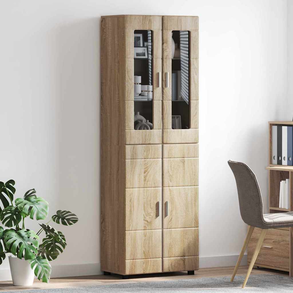 Highboard mit Regal FLORIN Weiß 60 x 35 x 182 cm Holzwerkstoff