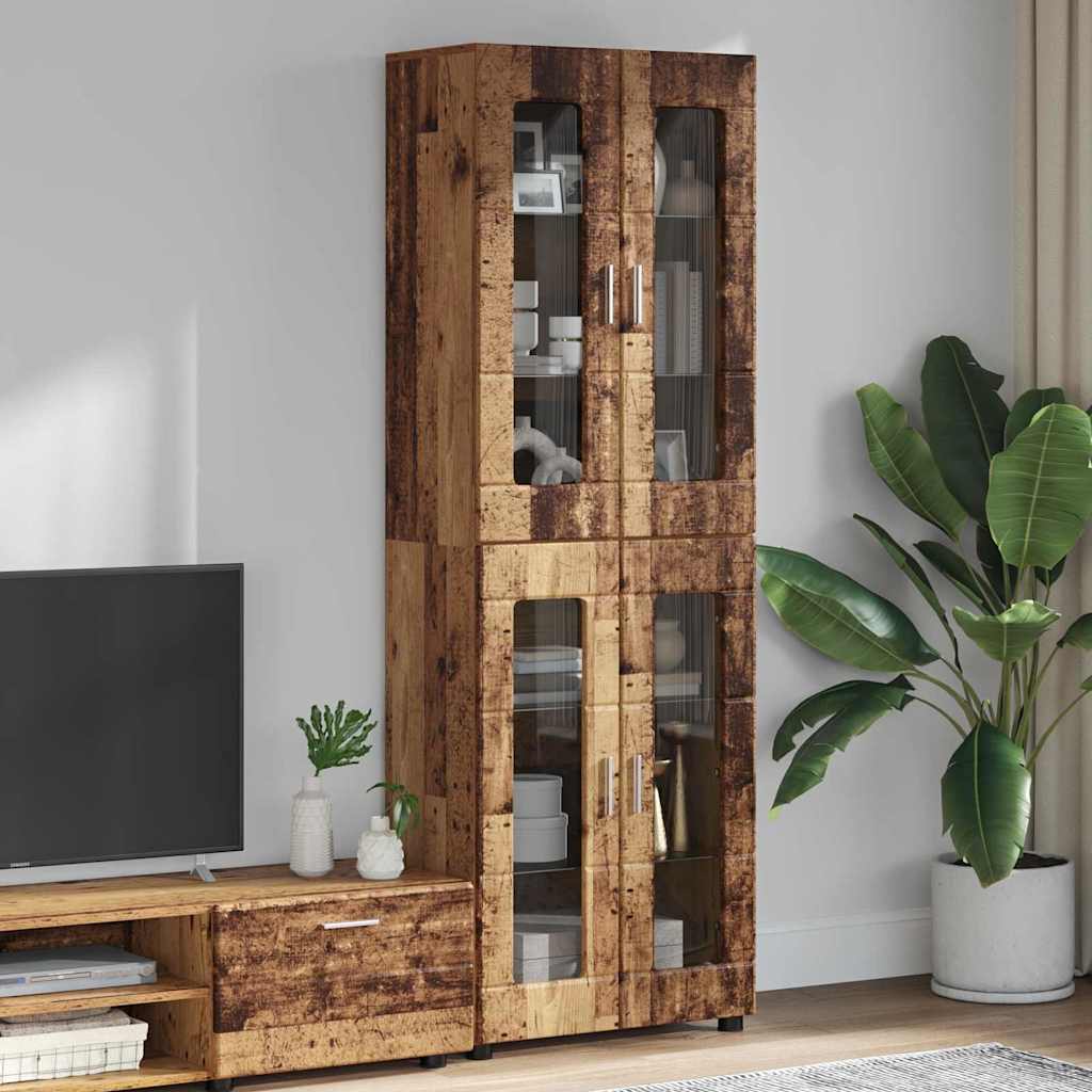 Highboard mit Regal FLORIN Weiß 60 x 35 x 182 cm Holzwerkstoff