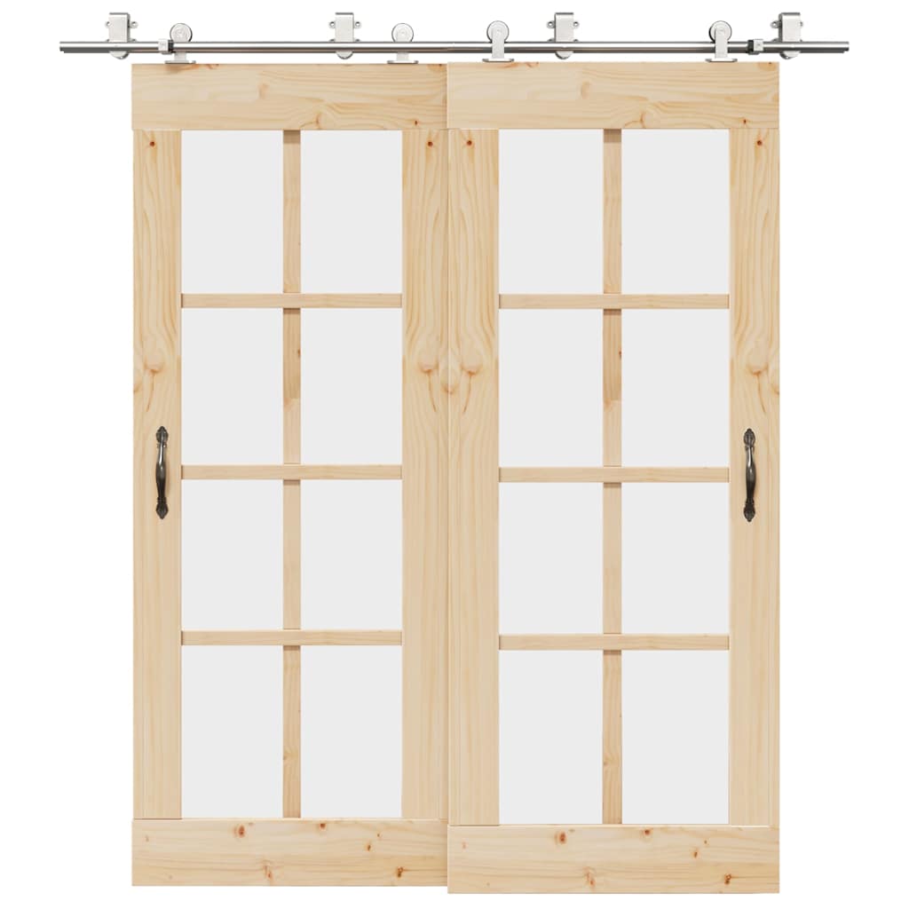 Schiebetür-Beschlagsatz 183 cm Edelstahl Silbern
