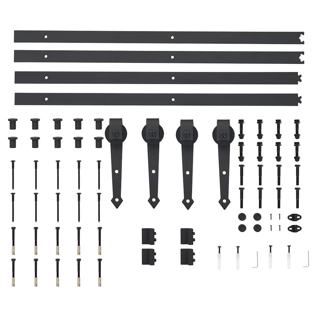 Schiebetürbeschlag-Set 183 cm Stahl Schwarz
