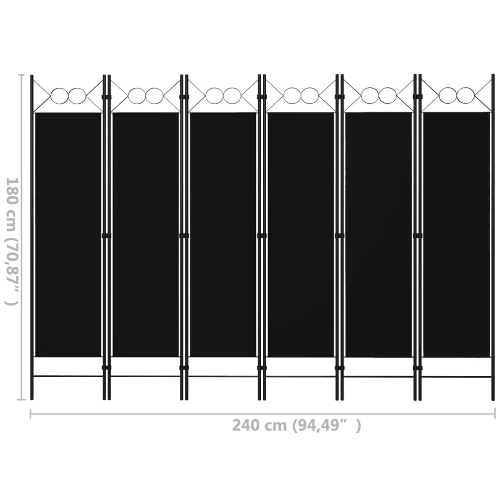5-tlg. Raumteiler Anthrazit 200 x 180 cm