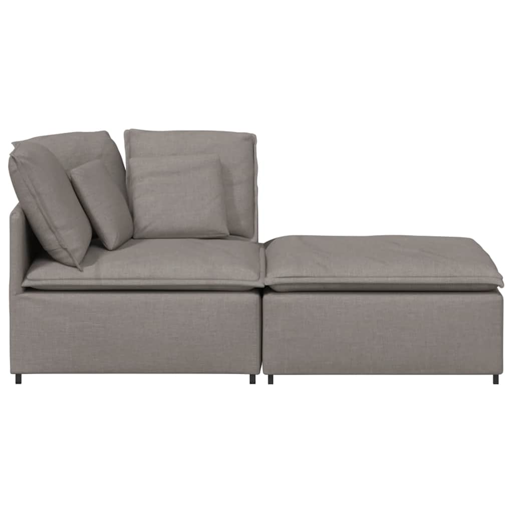 Modulares Sofa mit Fußhocker Kissen Stoff Hellgrau
