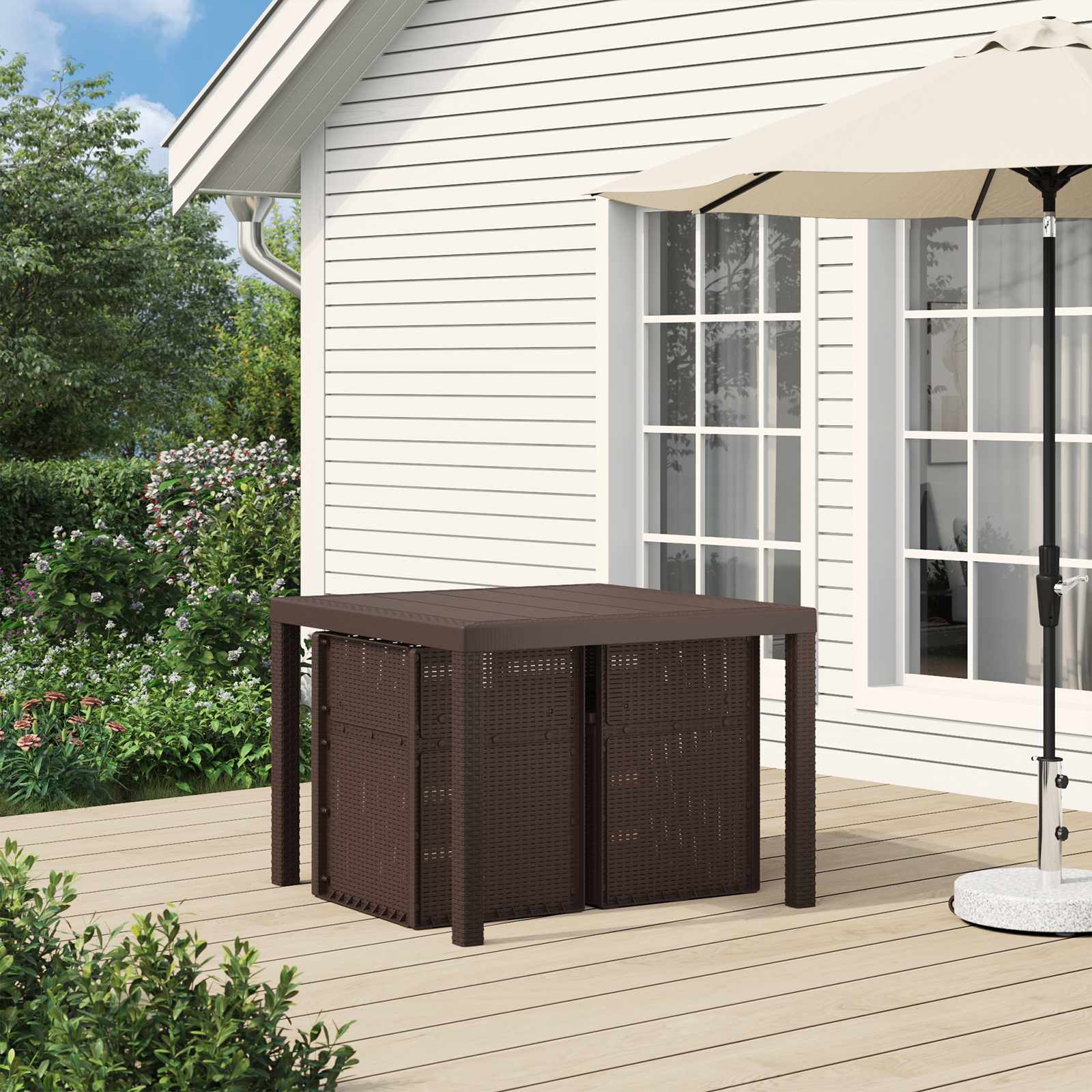 Garten Esszimmerstühle 2 pcs Weiß und Hellgrau PP