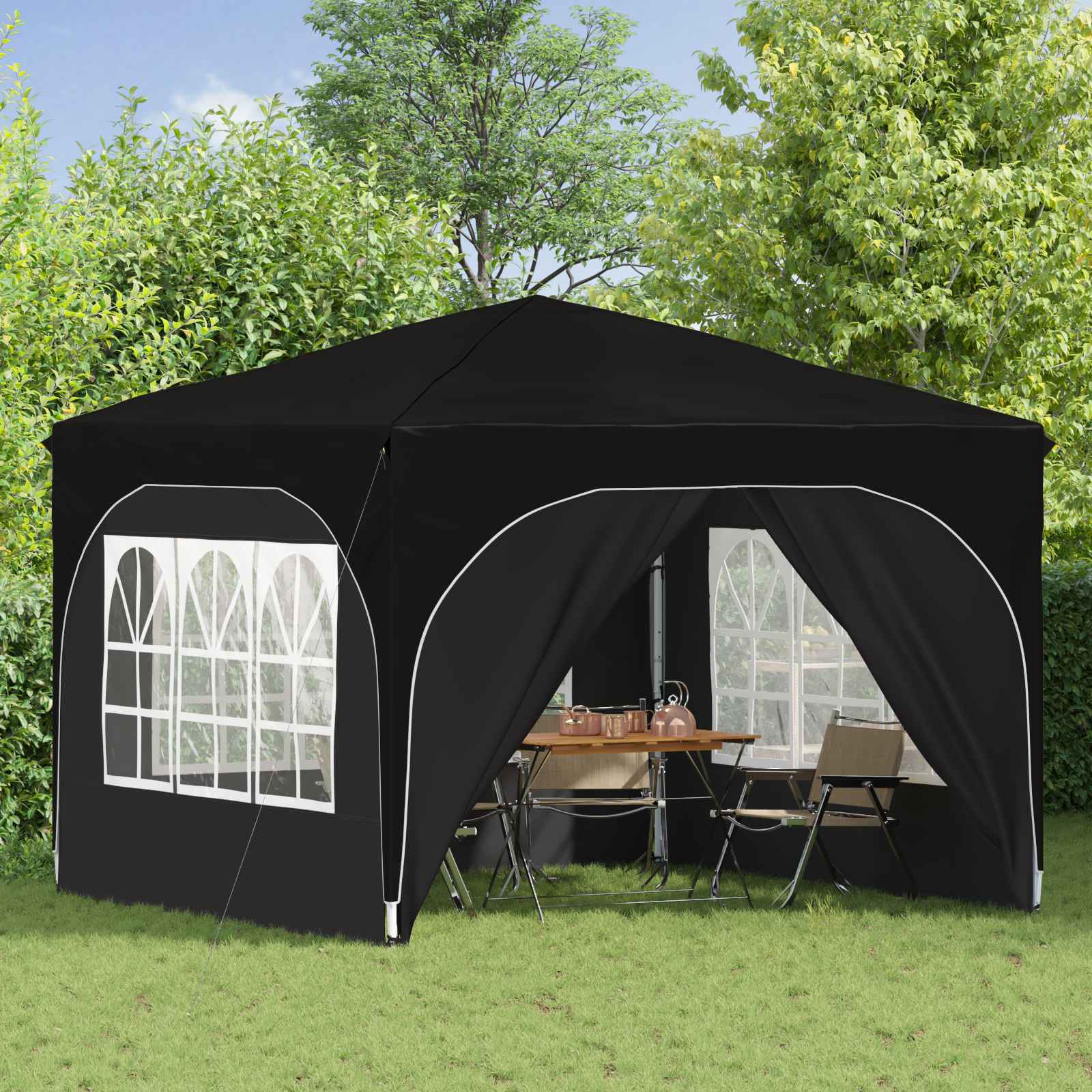 Pop-up Partyzelt 290 x 290 x 245 cm Creme