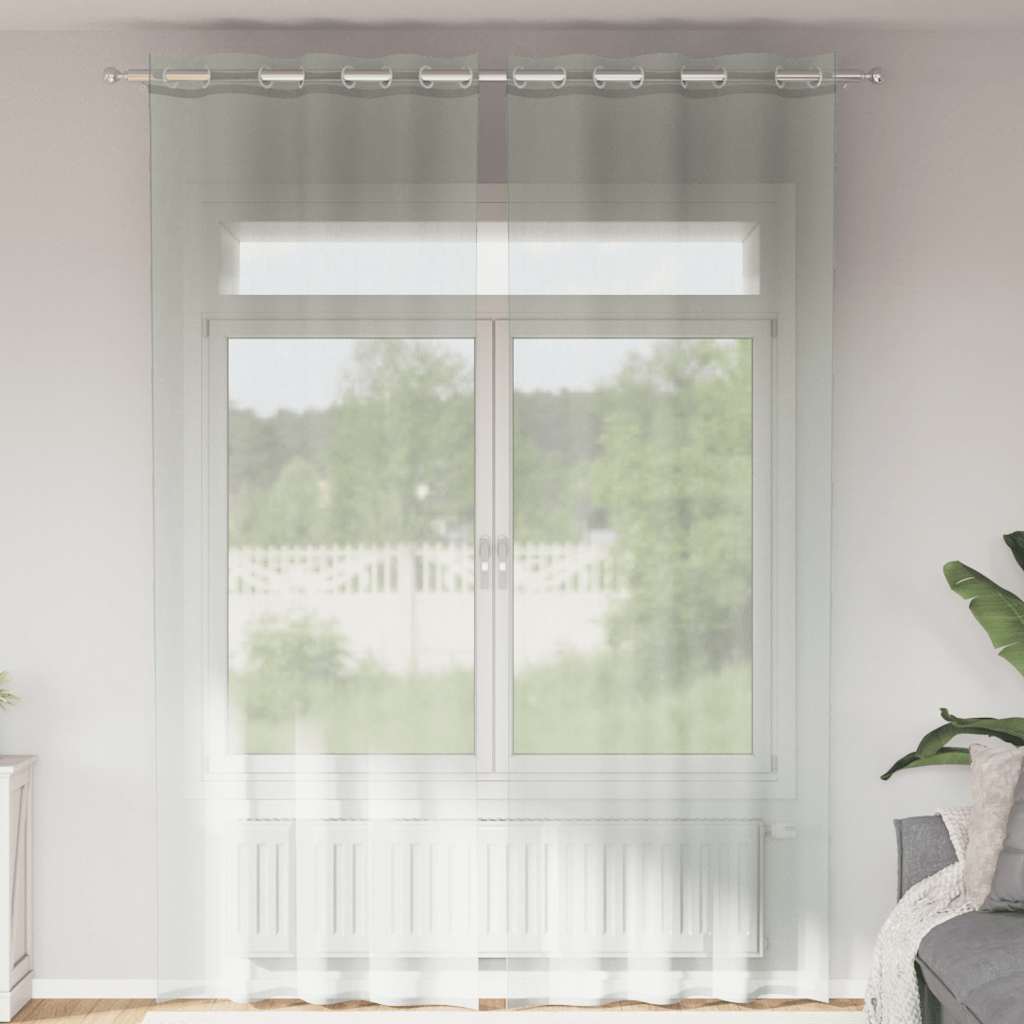 Voile Vorhänge mit Ösen 2 Stk. Apfelgrün 140x140 cm