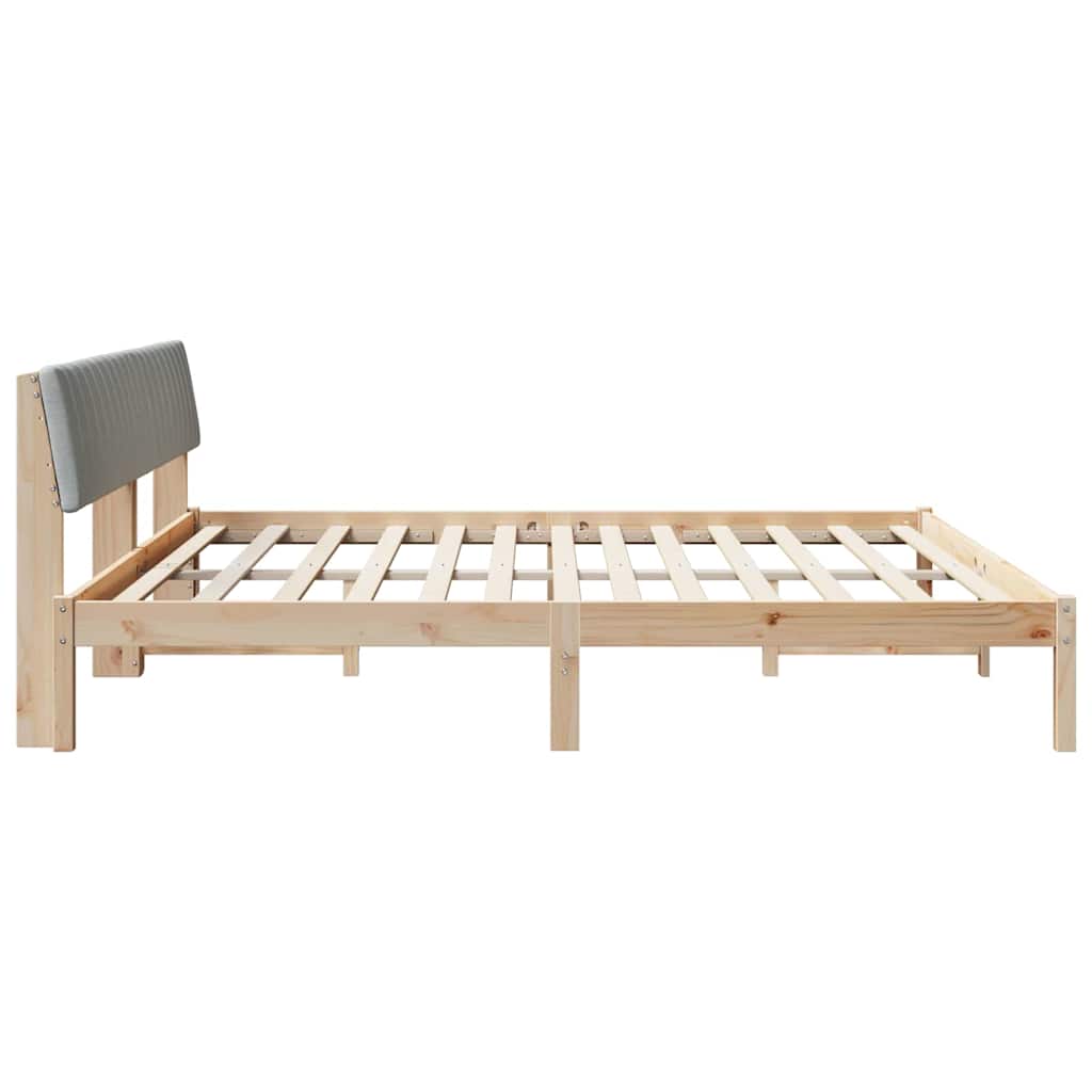 Bettgestell Braun und hellgrau 200 x 200 cm Massivholz Kiefer