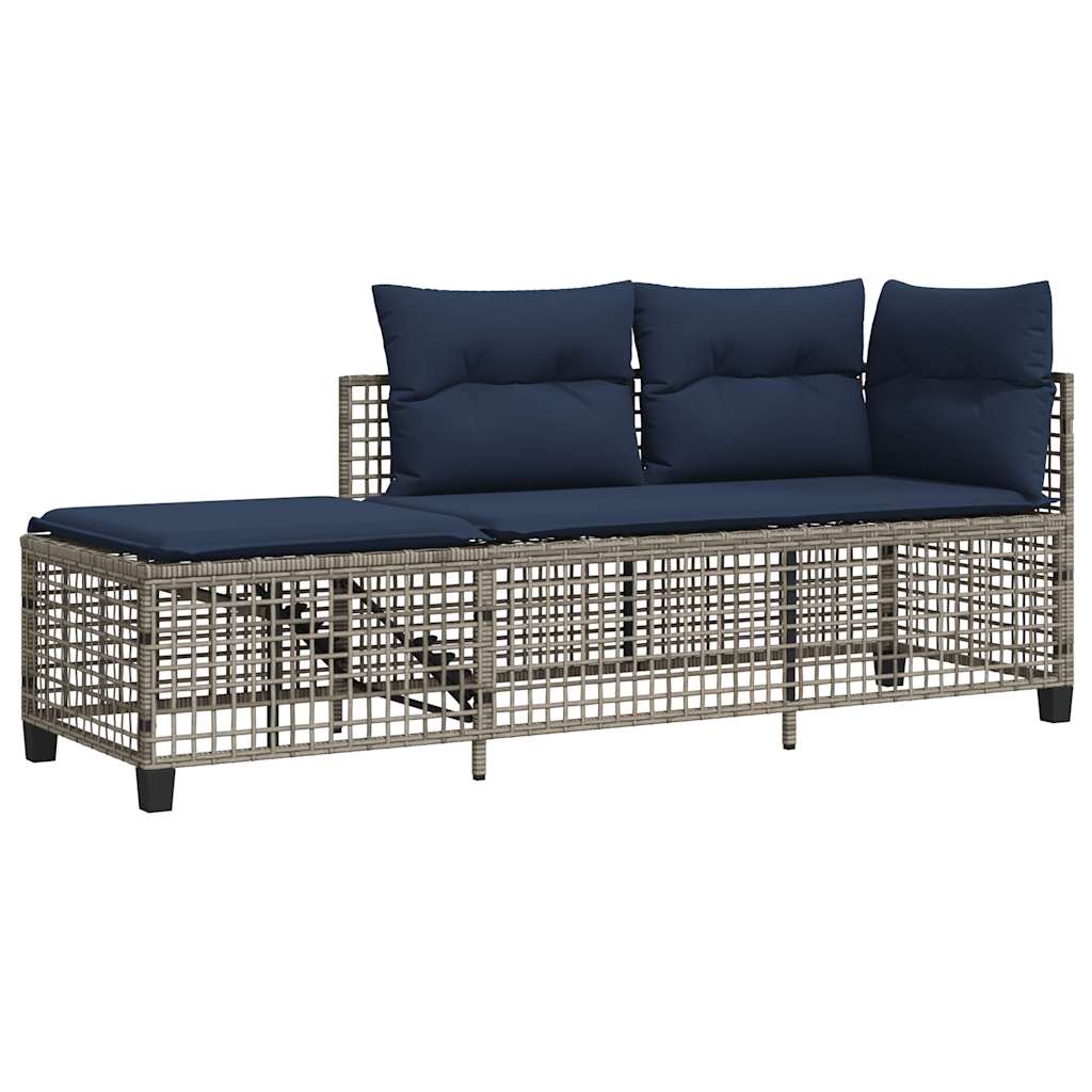 3-teiliges Ecksofa-Set für den Garten mit Kissen, grau, Polyrattan