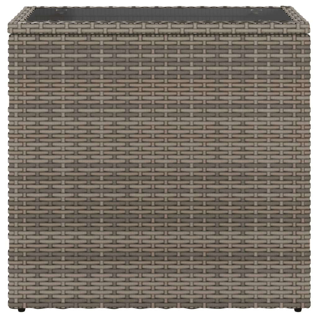 Garten-Beistelltisch mit Glasplatte Schwarz 58x27,5x55cm Rattan