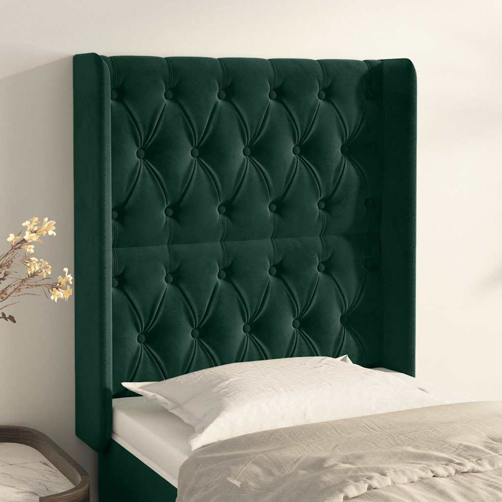 Kopfteil mit Ohren Dunkelblau 93x16x78/88 cm Samt