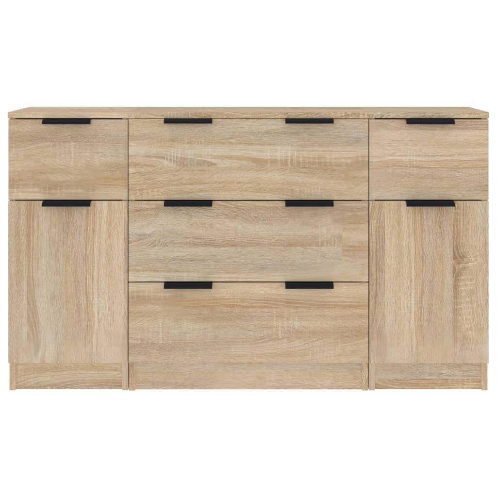 3-tlg. Sideboard-Set Weiß Holzwerkstoff