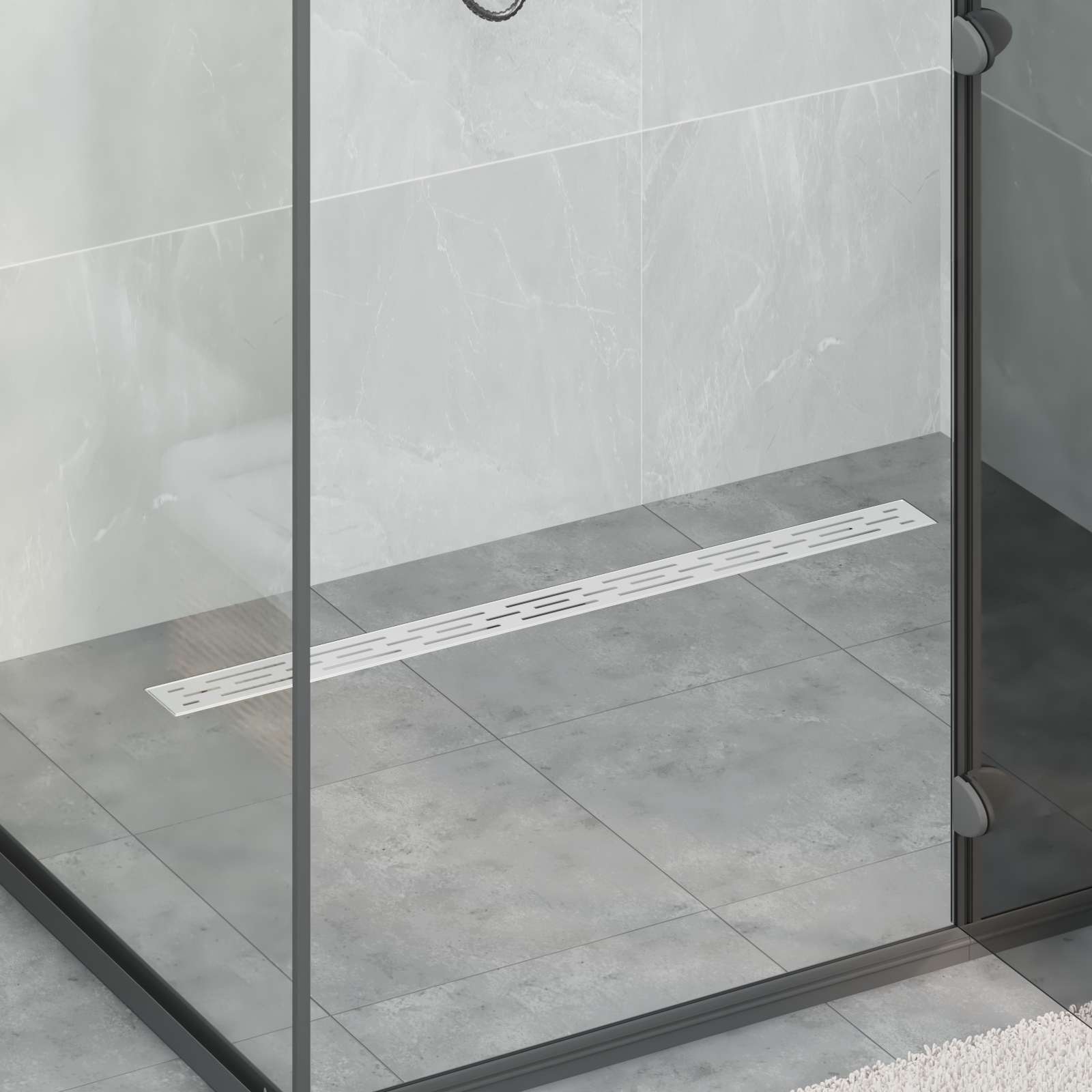 Duschabfluss mit Glasabdeckung Schwarz 50 cm Edelstahl 304