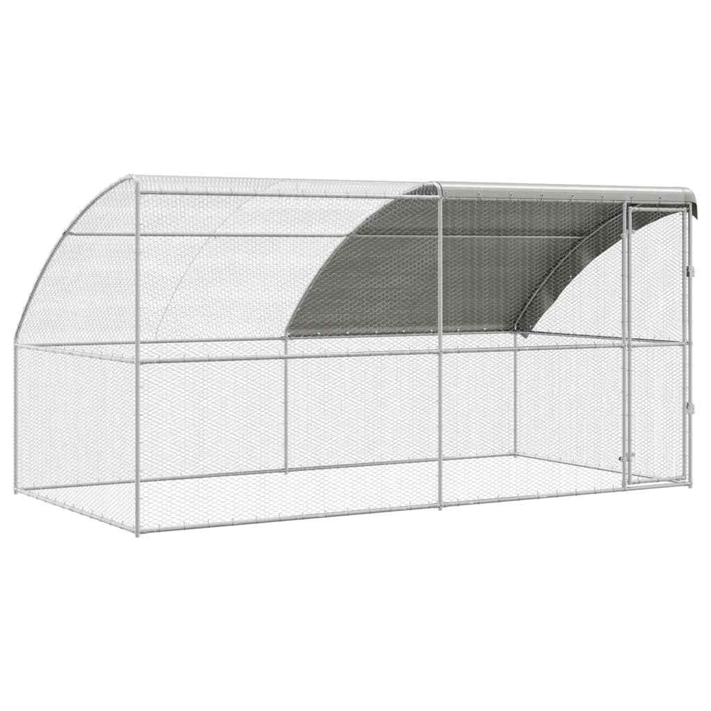 Hühnerkäfig 2 pcs Silber 400 x 200 x 200 cm Stahl und PE