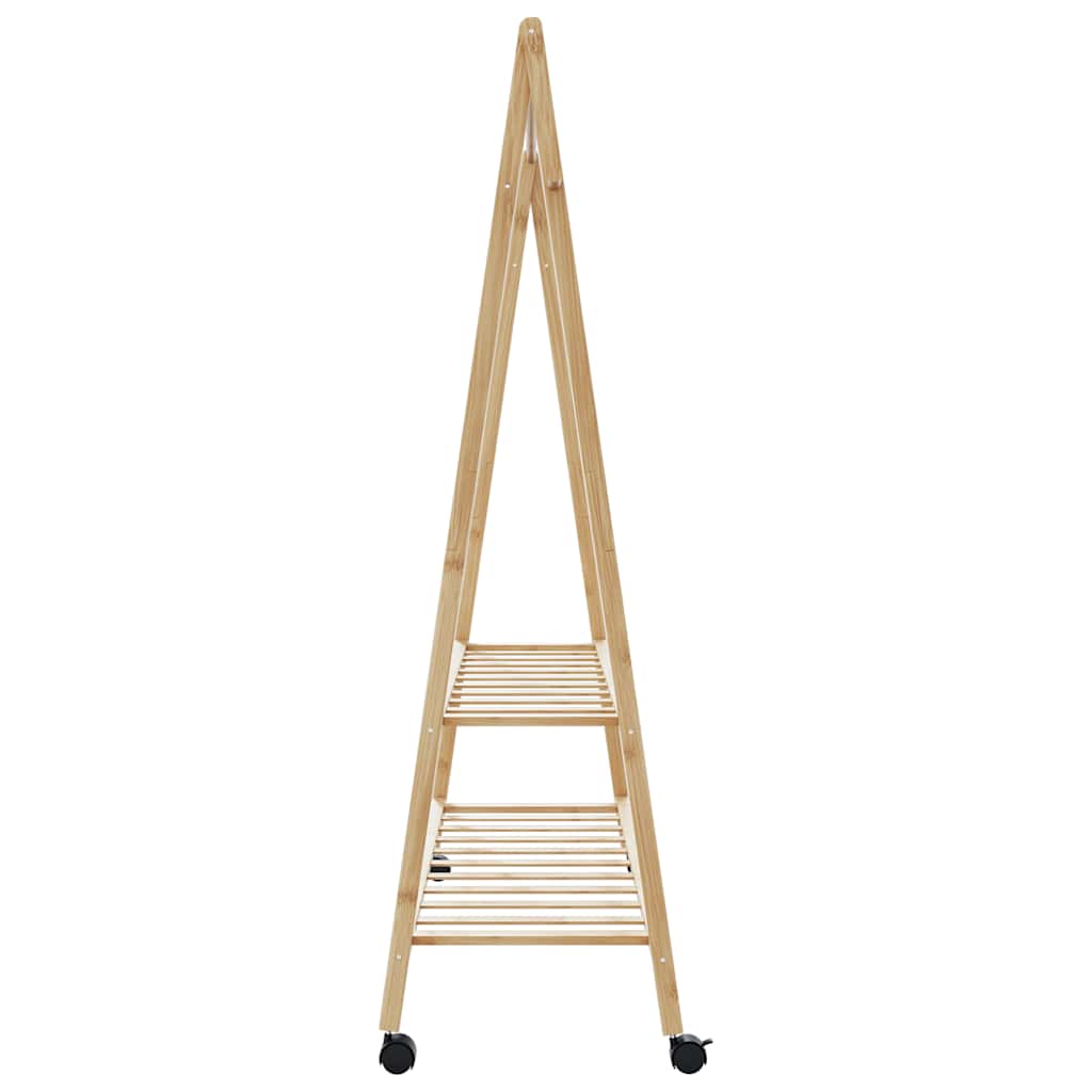 Kleiderständer mit Ablagen und Rollen 96x45,5x155,5 cm Bambus