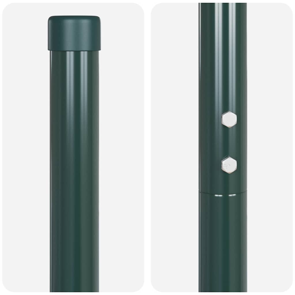 Zaunpfosten 2 pcs Grün 50 cm Pulverbeschichteter Stahl
