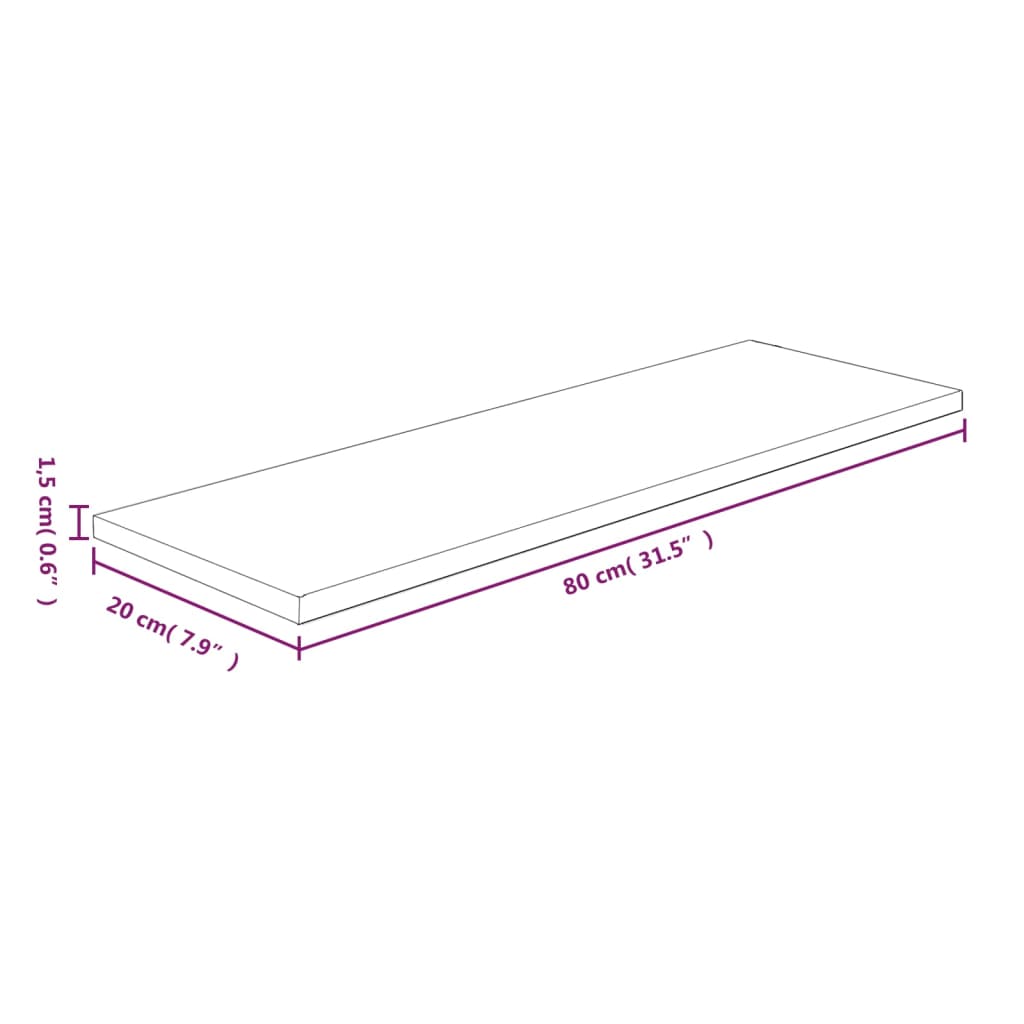Regalboden 40x20x1,5 cm Unbehandeltes Massivholz Eiche