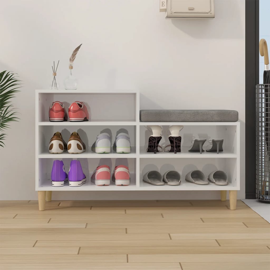 Schuhregal Weiß 102x36x60 cm Holzwerkstoff
