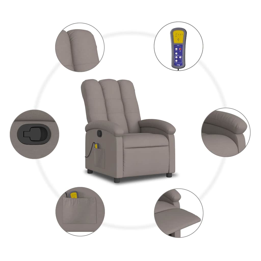 Relaxsessel Elektrisch Hellgrau Stoff