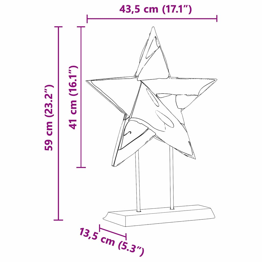 Weihnachtsstern Braun 31 x 15 x 46 cm Massivholz Teak