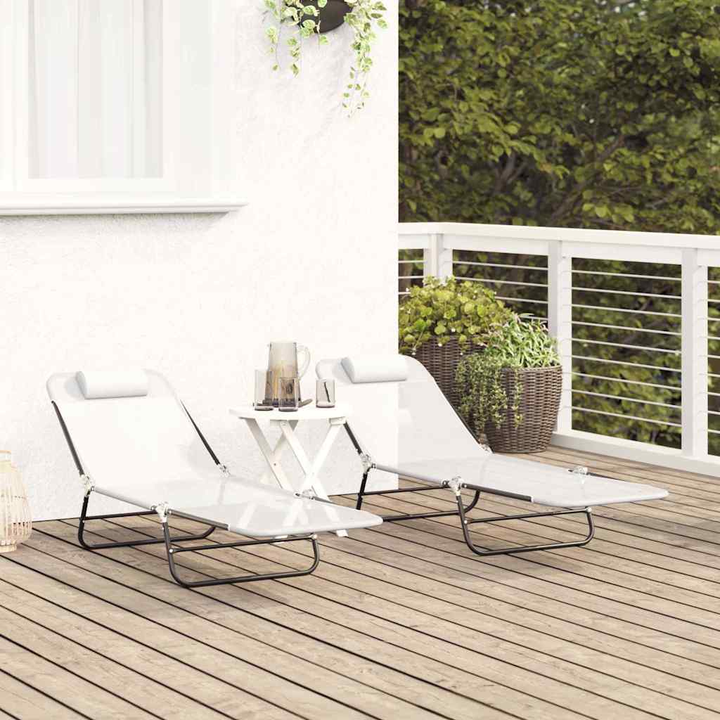 Klappbare Sonnenliege Creme 182 x 55 x 85,5 cm Textilene