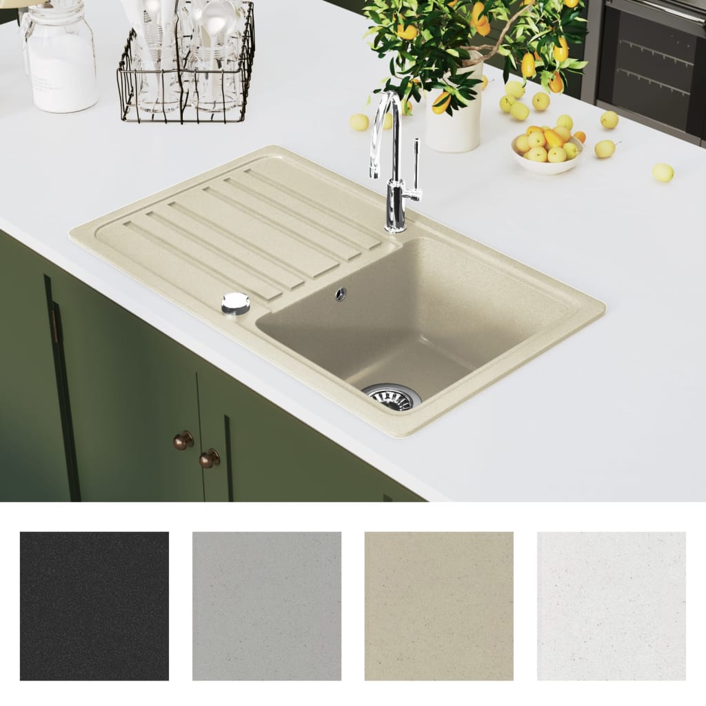 Granitspüle mit Abtropffläche Reversibel Schwarz