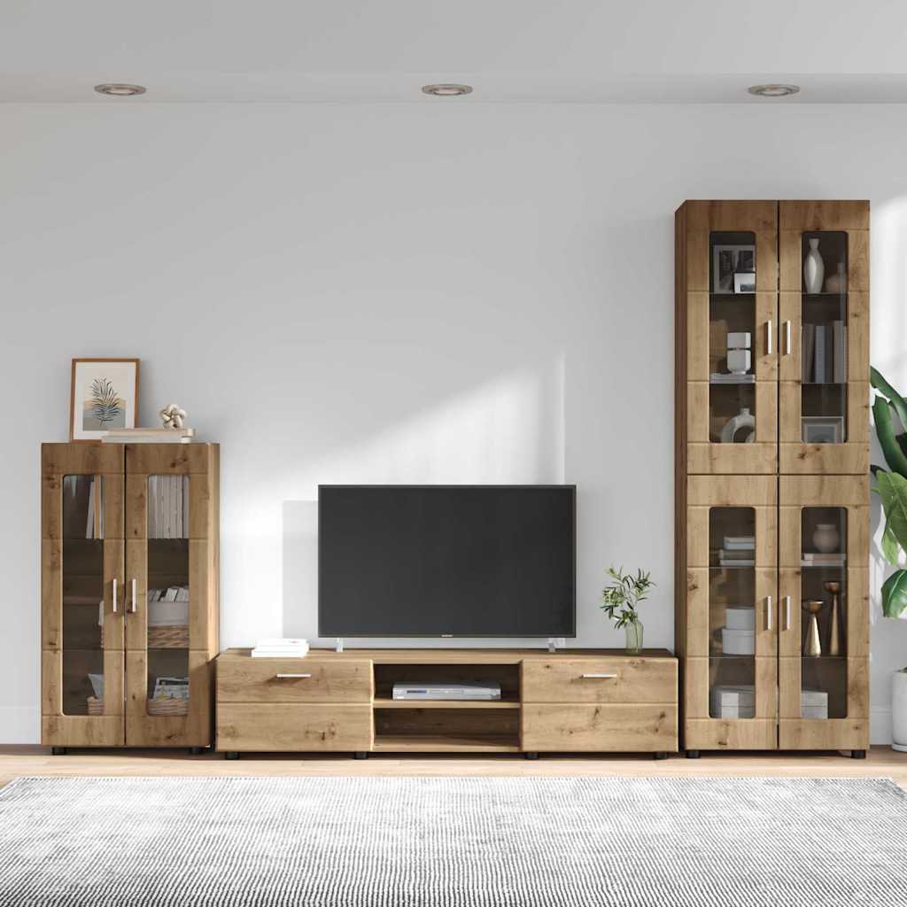 Highboard mit Regal FLORIN Weiß 60 x 35 x 182 cm Holzwerkstoff
