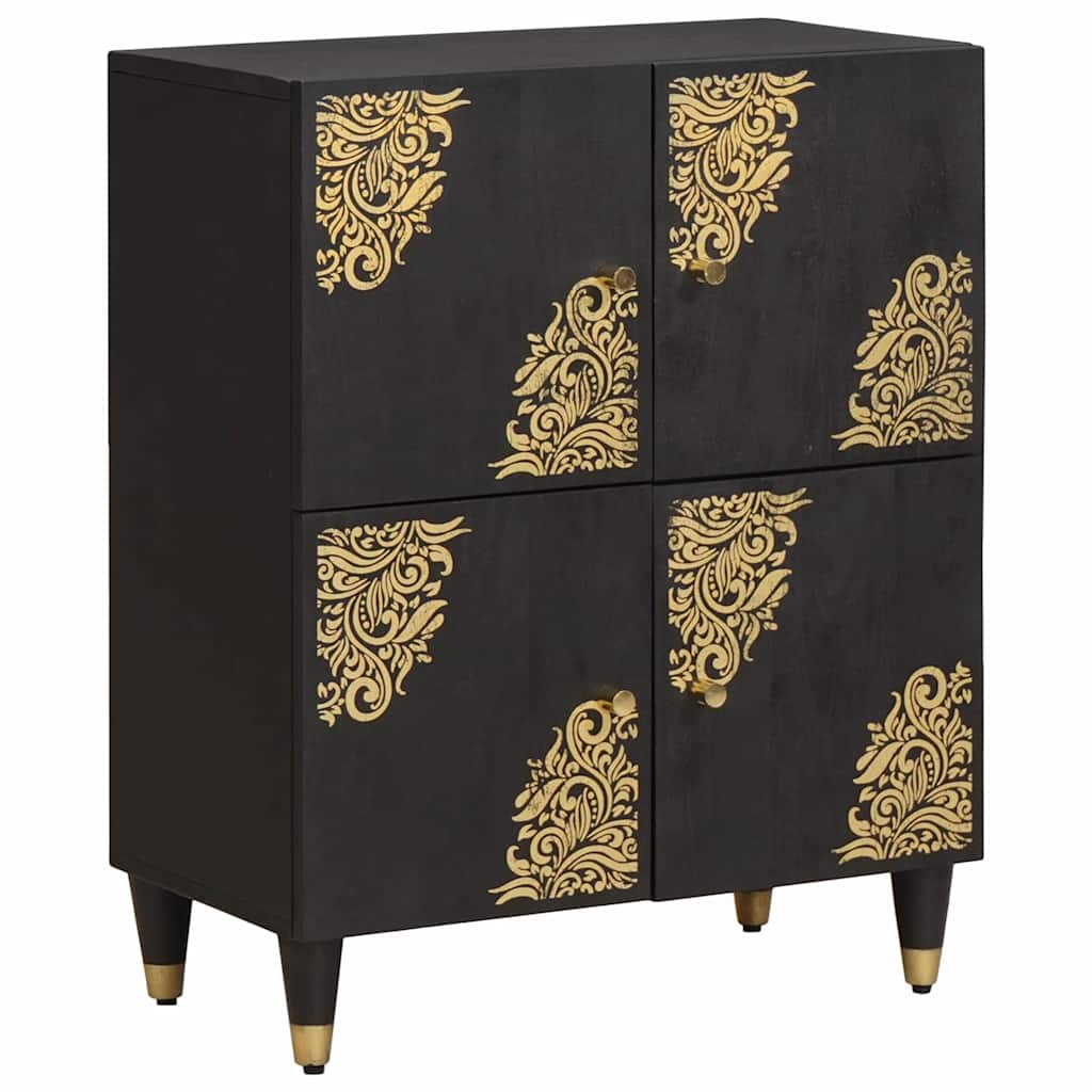 Sideboard Grau und Gold 60 x 33 x 75 cm Massivholz Mango