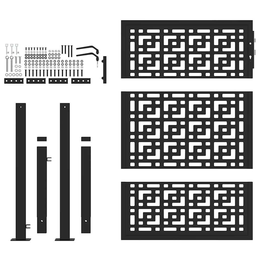 Gartentor Schwarz 100x100 cm Stahl Lichtdesign