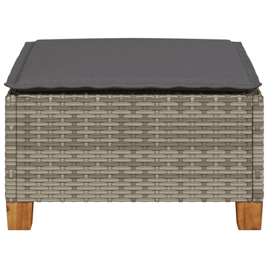 Gartenhocker mit Kissen Schwarz 63,5x56x32 cm Poly Rattan
