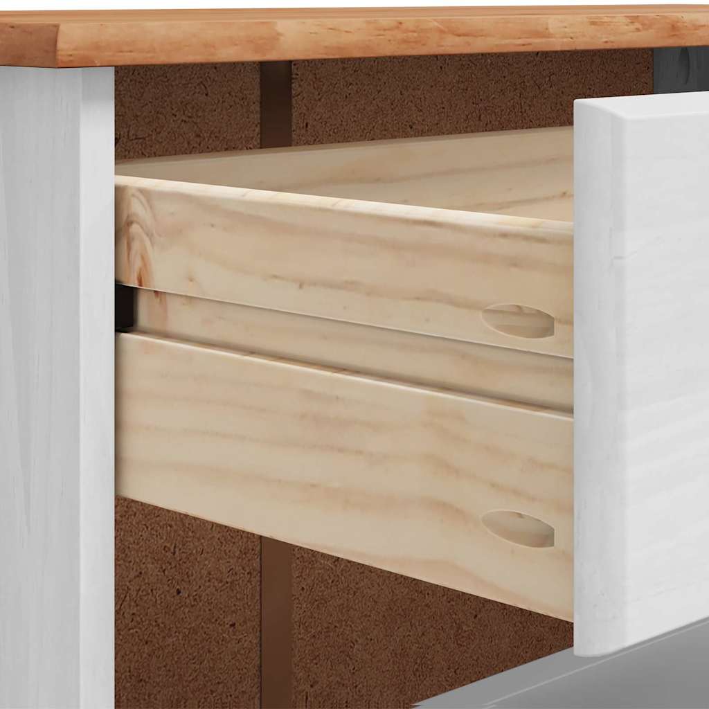 Schuhschrank ASKIM Braun 85 x 35 x 108 cm Massives Kiefernholz