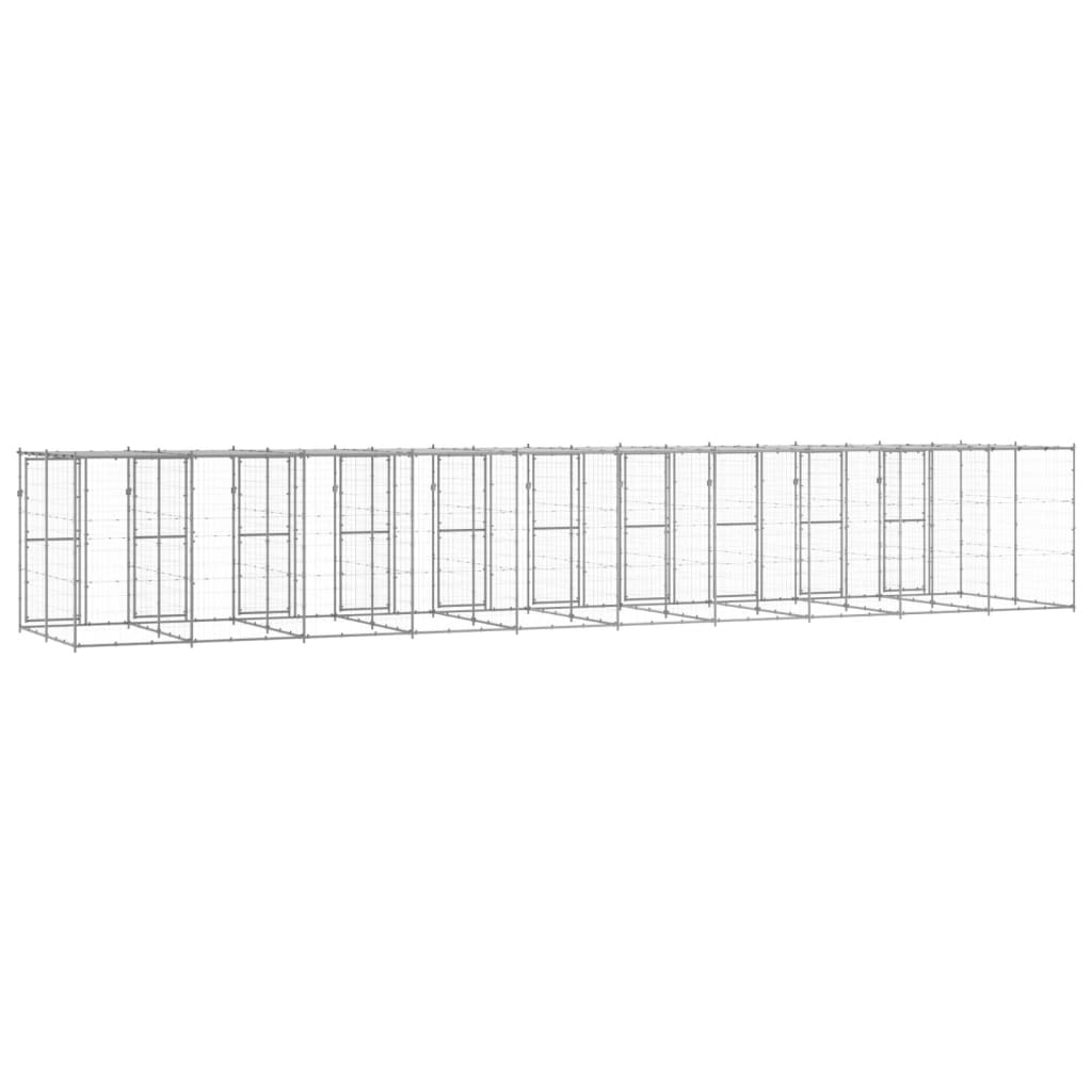 Outdoor-Hundezwinger Stahl mit Überdachung 110x220x180 cm