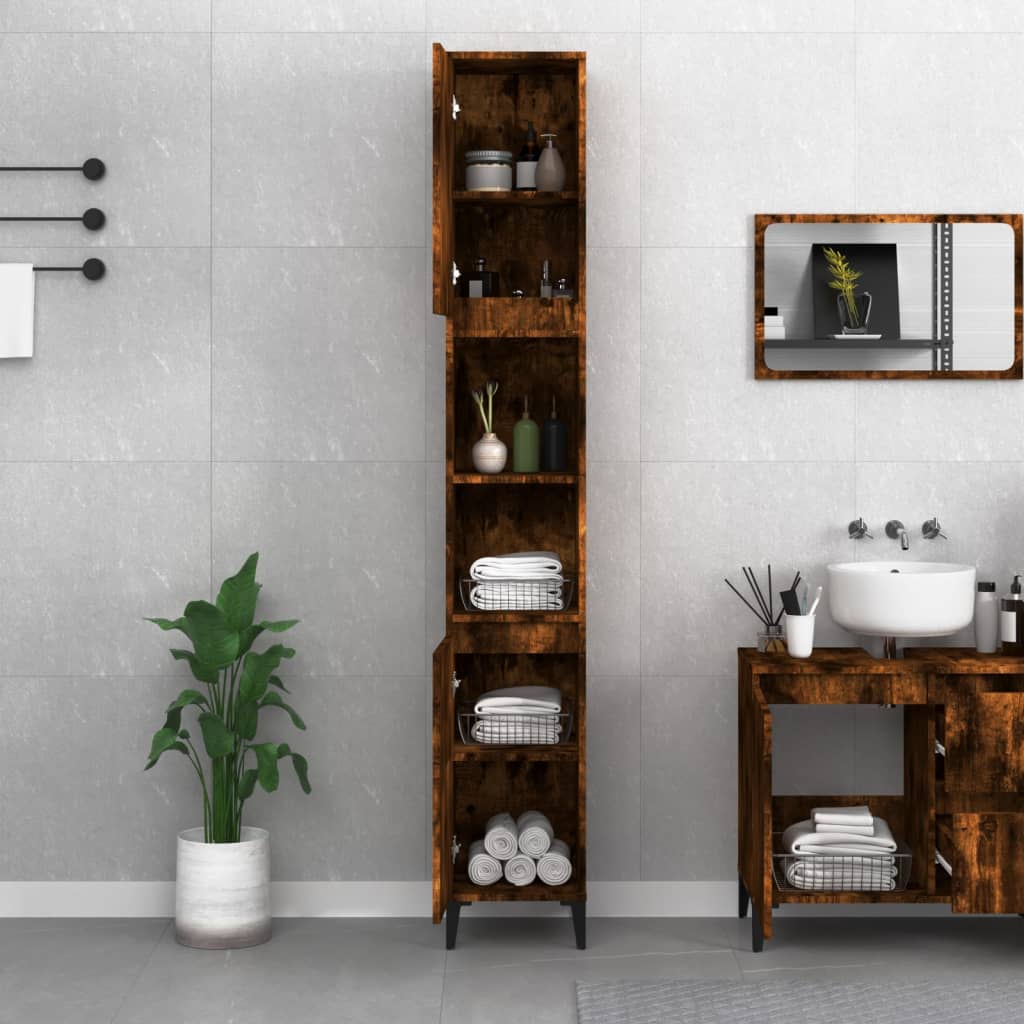 Badschrank Weiß 30x30x190 cm Holzwerkstoff