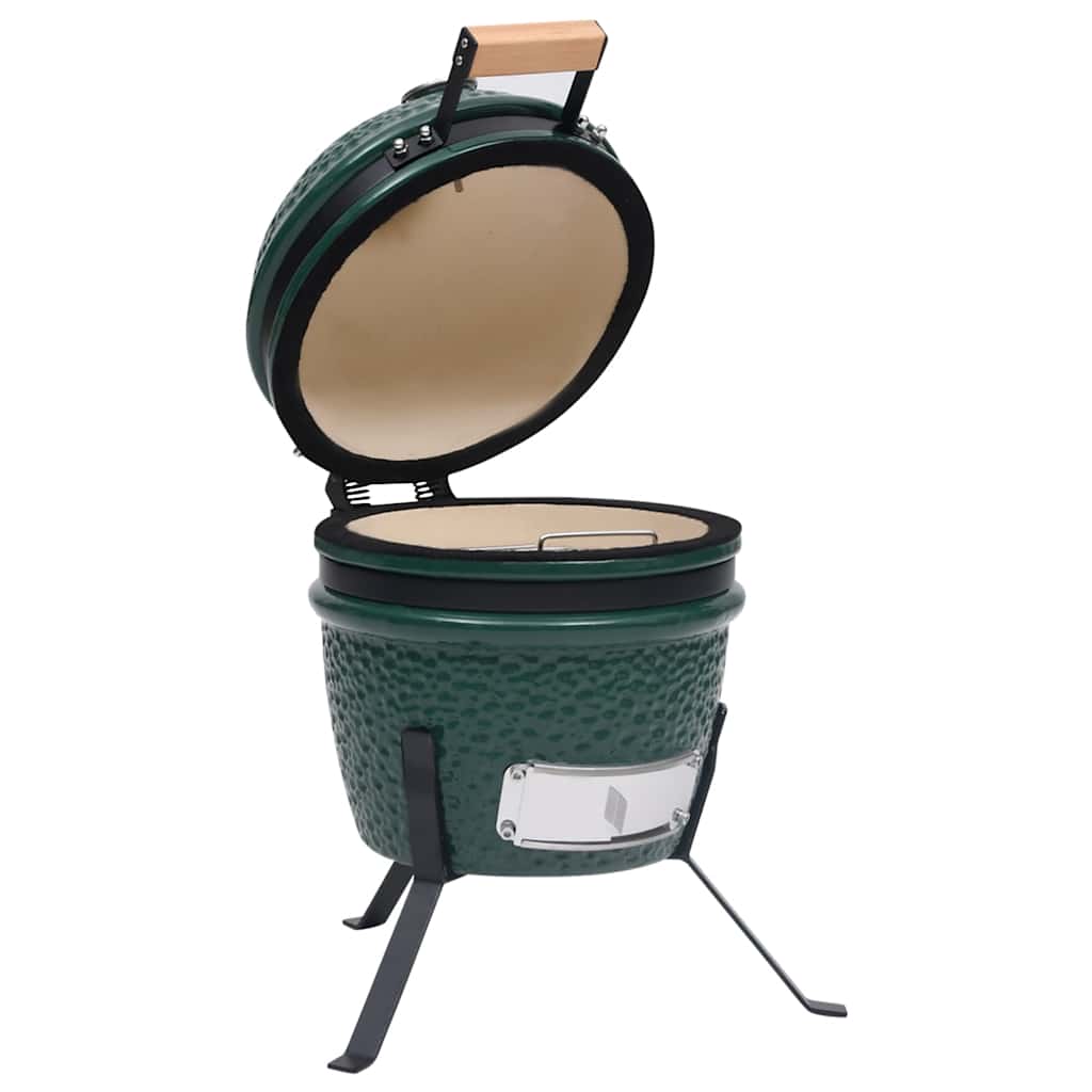 2-in-1 Kamado-Grill Smoker Keramik 56 cm Schwarz