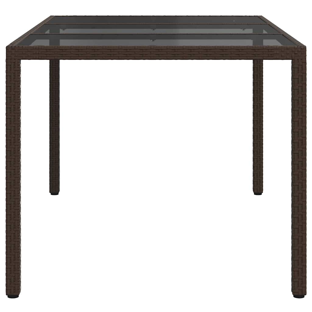 Gartentisch 150x90x75 cm Hartglas und Poly Rattan Grau
