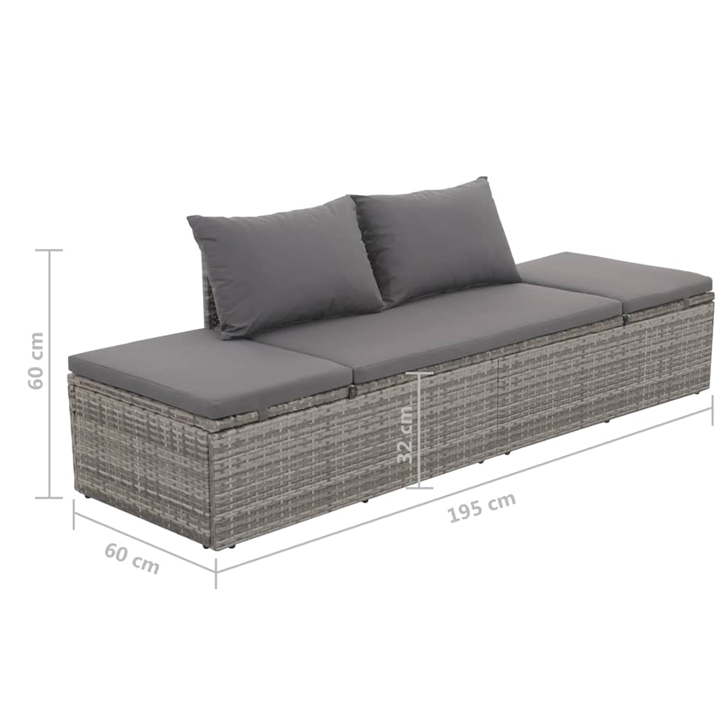 Gartenbett Schwarz 195×60 cm Poly Rattan