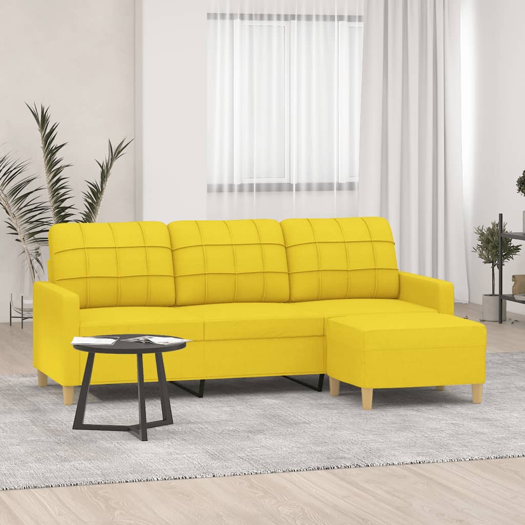 3-Sitzer-Sofa mit Hocker Taupe 180 cm Stoff