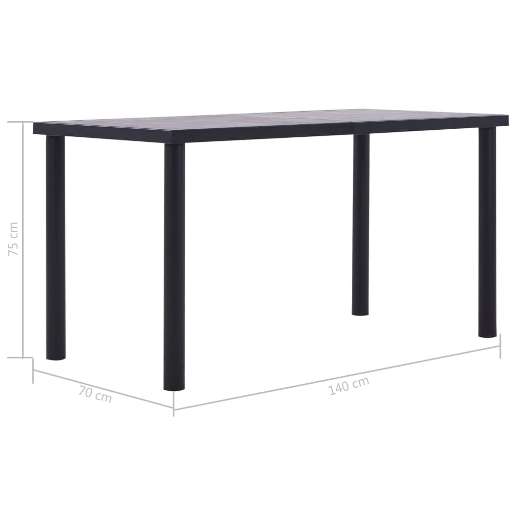 Esstisch Schwarz und Betongrau 120 x 60 x 75 cm MDF