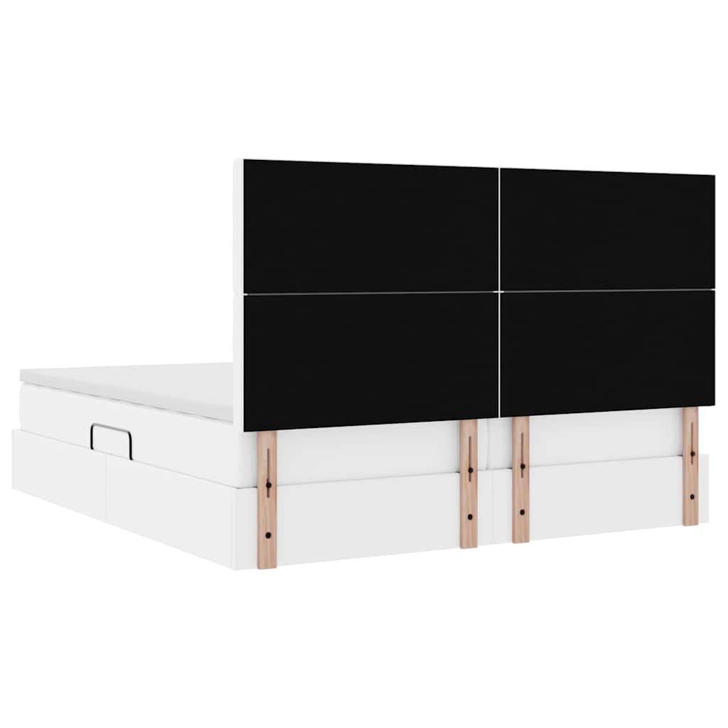 Bett mit Stauraum und LED Schwarz 180 x 200 cm Kunstleder