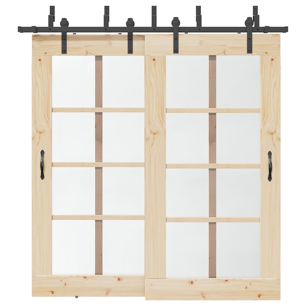 Schiebetürbeschlag-Set 183 cm Stahl Schwarz