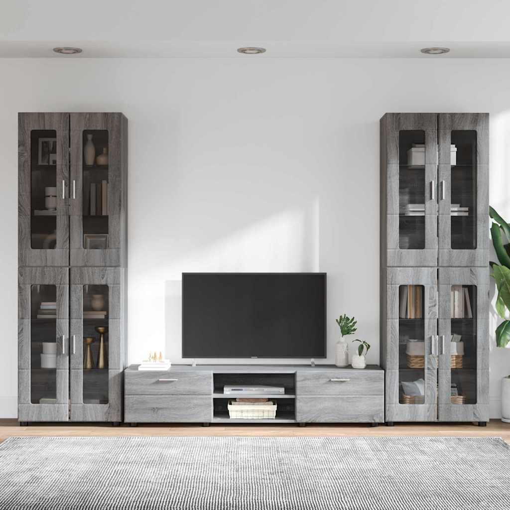 Highboard mit Regal FLORIN Weiß 60 x 35 x 182 cm Holzwerkstoff