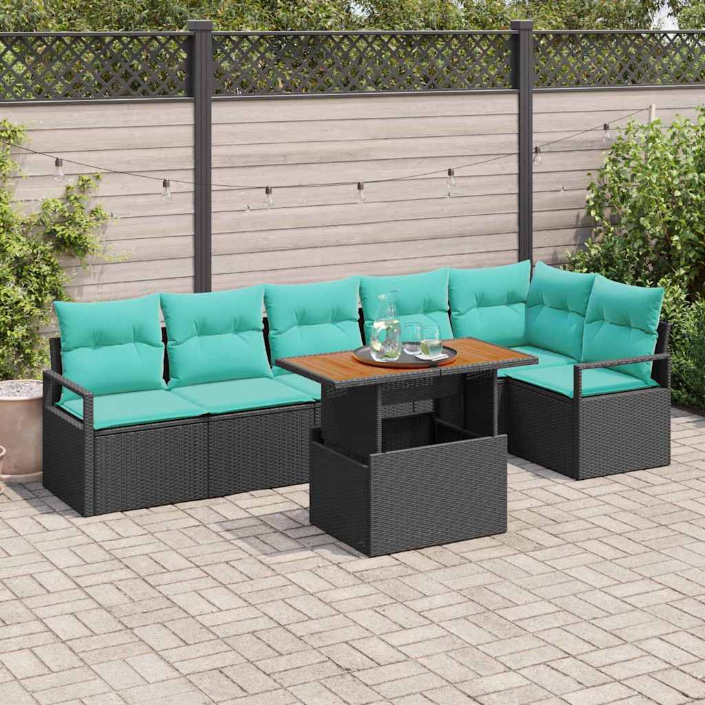 Garten Essgruppe mit Kissen 7 pcs Grau und Marineblau