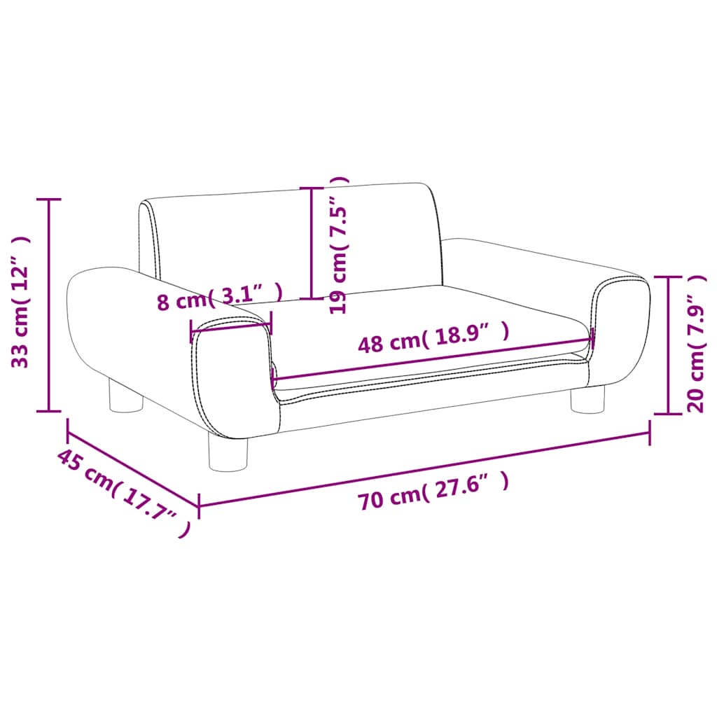 Kindersofa Blau 100x54x33 cm Samt