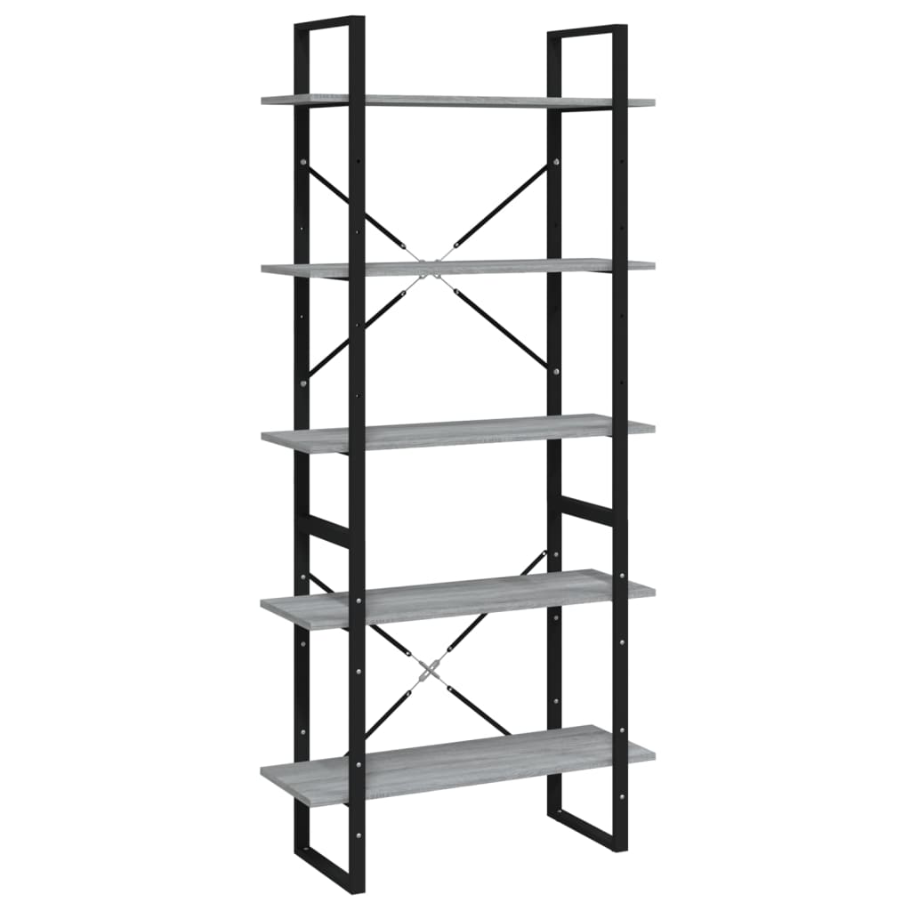Bücherregal 5 Fächer Weiß 40x30x175 cm Holzwerkstoff