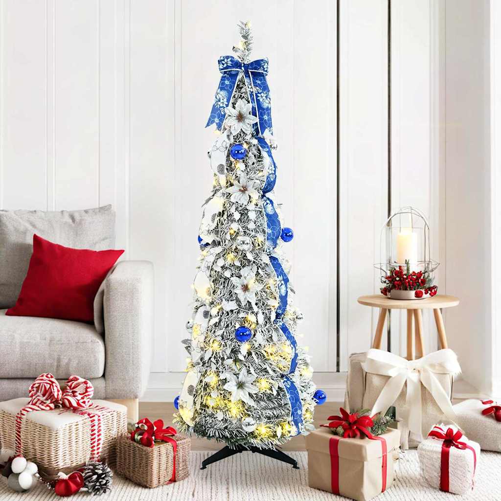 Künstlicher Weihnachtsbaum mit 50 LEDs Weiß 120 cm PVC