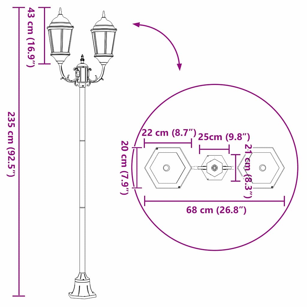 Garten-Licht Vintage gebürstetes Grün 57 x 49 x 241 cm