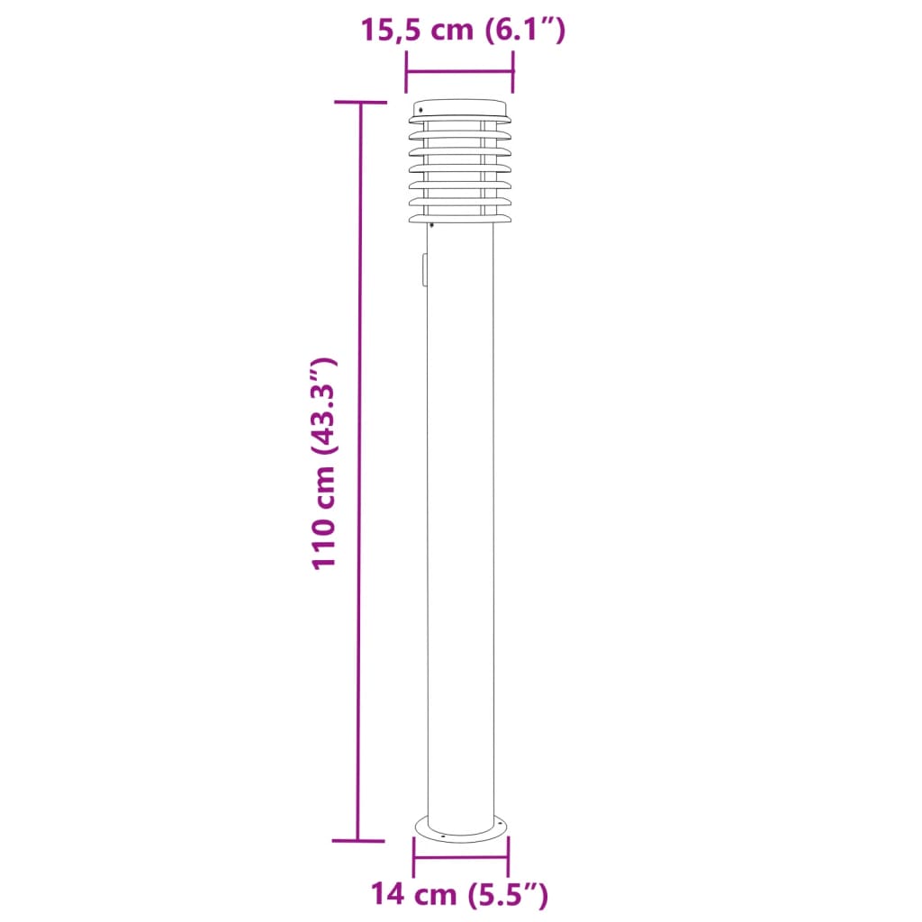 Wegeleuchte Silbern 110 cm Edelstahl