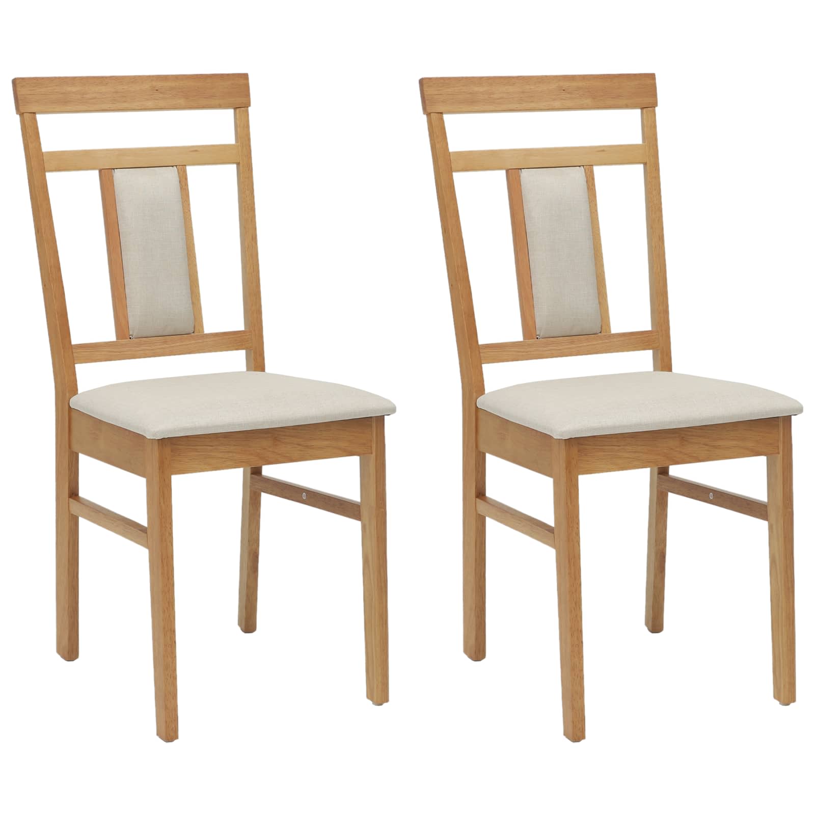 Esszimmerstuhl 2 pcs Hellbraun und hell Massives Gummiholz