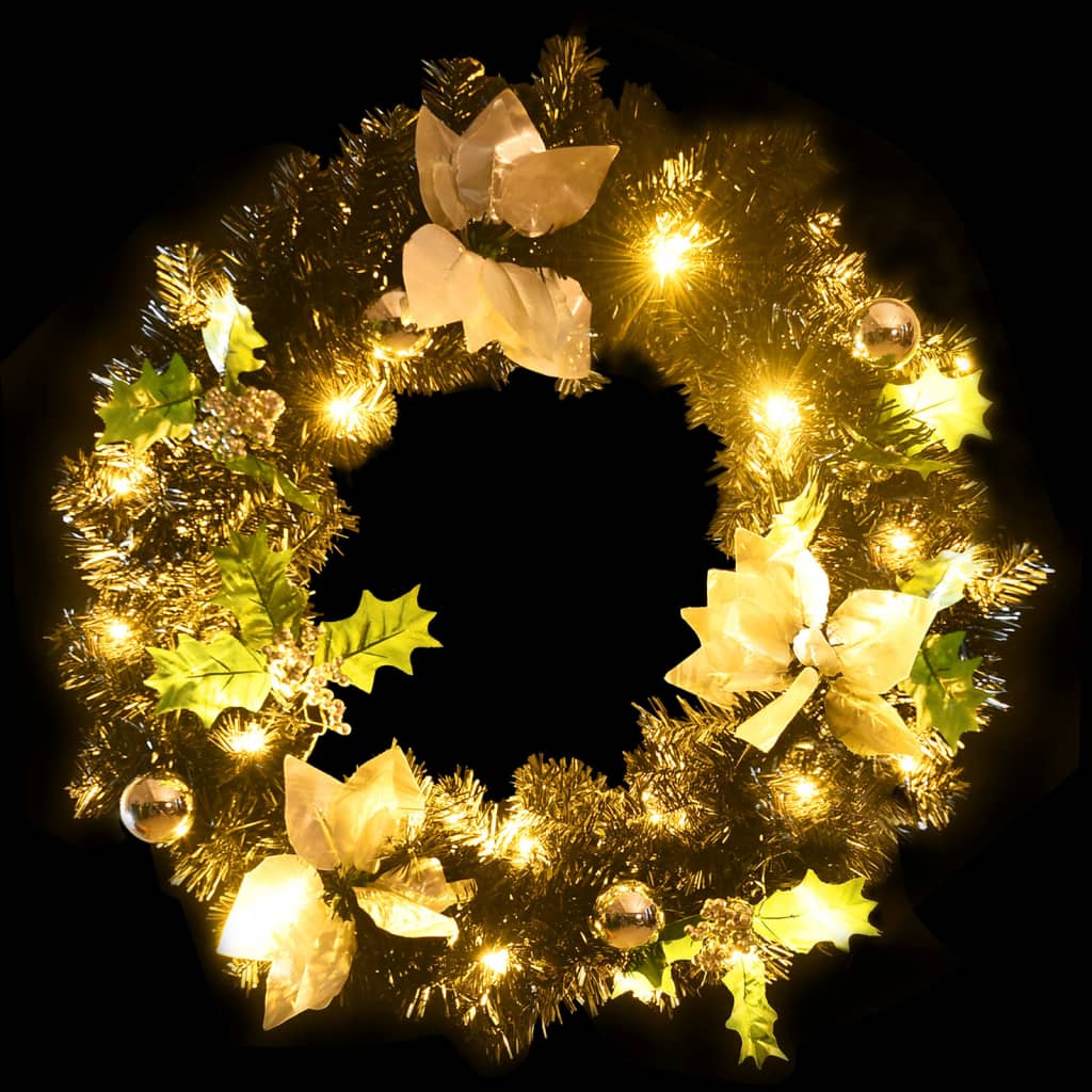 Weihnachtskranz mit LED-Lichtern Grün 60 cm PVC