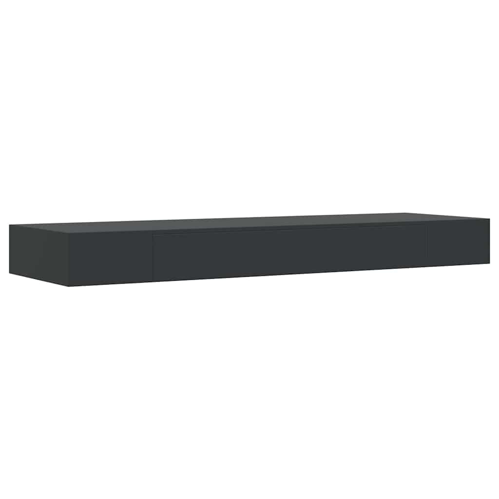 Schweberegal mit Schublade Schwarz 48x25x8 cm