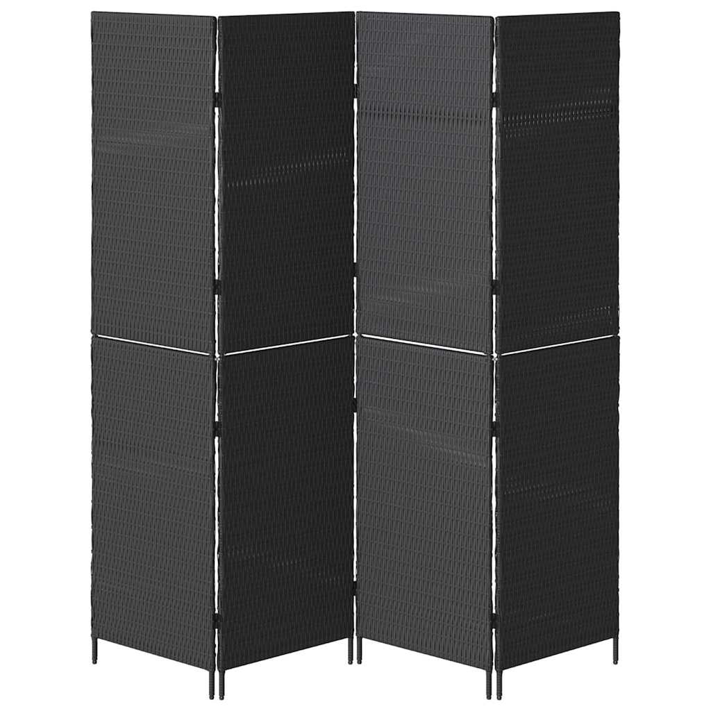 Raumteiler Schwarz 146 x 180 cm Poly-Rattan