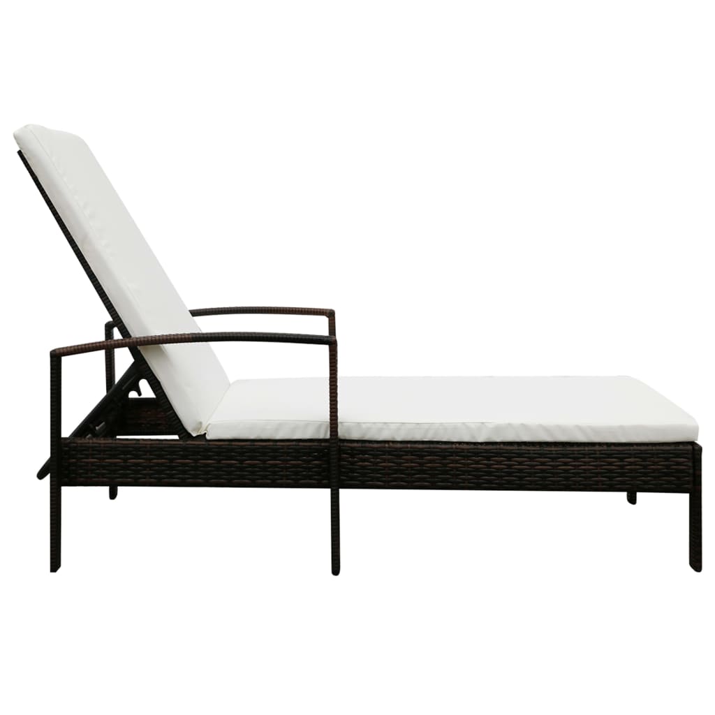 Sonnenliege mit Armlehnen Poly Rattan Grau